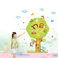 Karikatür hayvan ağacı duvar sticker odası dekorasyon için aile ağacı duvar çıkartmaları