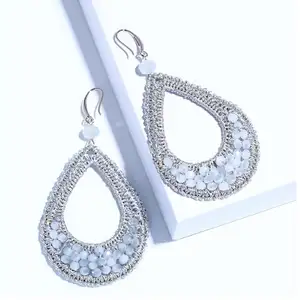 ladies fashion water drop crystal seed beads handmade party women earring manufacturer