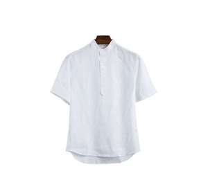 Último verano plus tamaño de <span class=keywords><strong>hombre</strong></span> de <span class=keywords><strong>manga</strong></span> <span class=keywords><strong>corta</strong></span> de lino blanco casual Camisa de polo - Product Image 1