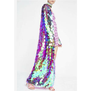 Women's Banquet Sequin Embroider Poly Open Front No Closure Long Kimono Long Sleeves <strong>Straight</strong> Hem Wedding Prom Party <strong>Jacket</strong> - Product Image 2
