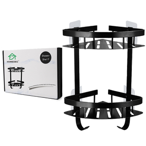 Étagère d'angle de douche en aluminium, adhésif noir, caddie de douche, pour salle de bain, qualité supérieure - Product Image 1