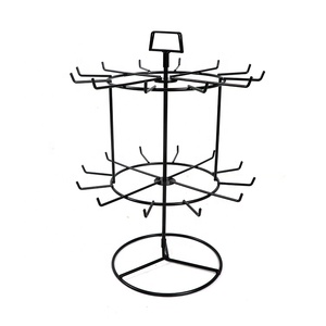 2 lớp Màu Đen Kim Loại Countertop Trang Sức Xoay Hiển Thị Đứng Bông Tai Và Vòng Cổ Hiển Thị Đứng Giá - Product Image 3