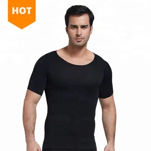 Mens Body Shaper Slimming Vest For Men Stomach Trimmer Undershirt Mens Slim Fit Short Sleeve Shirts