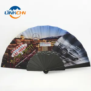 New style plastic sticks fabric hand fan as gift