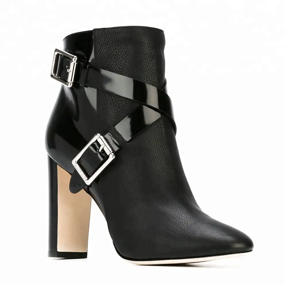 Autumn Winter Ladies Fashion Buckle Strap Chunky Heel Dress Ankle Boots Shoes Women