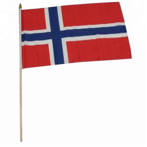 Banderas de mano de <span class=keywords><strong>Noruega</strong></span> de poliéster 100%, Material de seda de 12x18 pulgadas con poste de plástico para agencias de viajes - Product Image 2