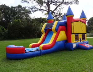 4 em 1 escorrega inflável e castelo combo crianças casa do salto inflável para a venda
