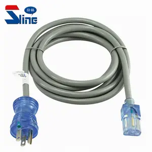 USA NEMA 5-15p Ke IEC C13 Steker Kabel Daya Kelas Medis Transparan dengan Kabel Yang Digunakan Di Pasar Rumah Sakit Amerika AS Amerika