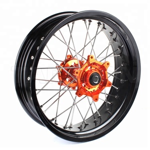 Supermoto 17 "Roda jeruji sepeda motor set pelek untuk Kawasaki Honda <span class=keywords><strong>Suzuki</strong></span> Yamaha KTM HUSQVARNA gas Beta Sherco - Product Image 2