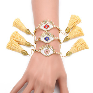 Turquia <span class=keywords><strong>Eye</strong></span> pulseira atacado Handmade semente do grânulo pulseiras 2025 Miyuki Bead pulseira com Tassel - Product Image 1