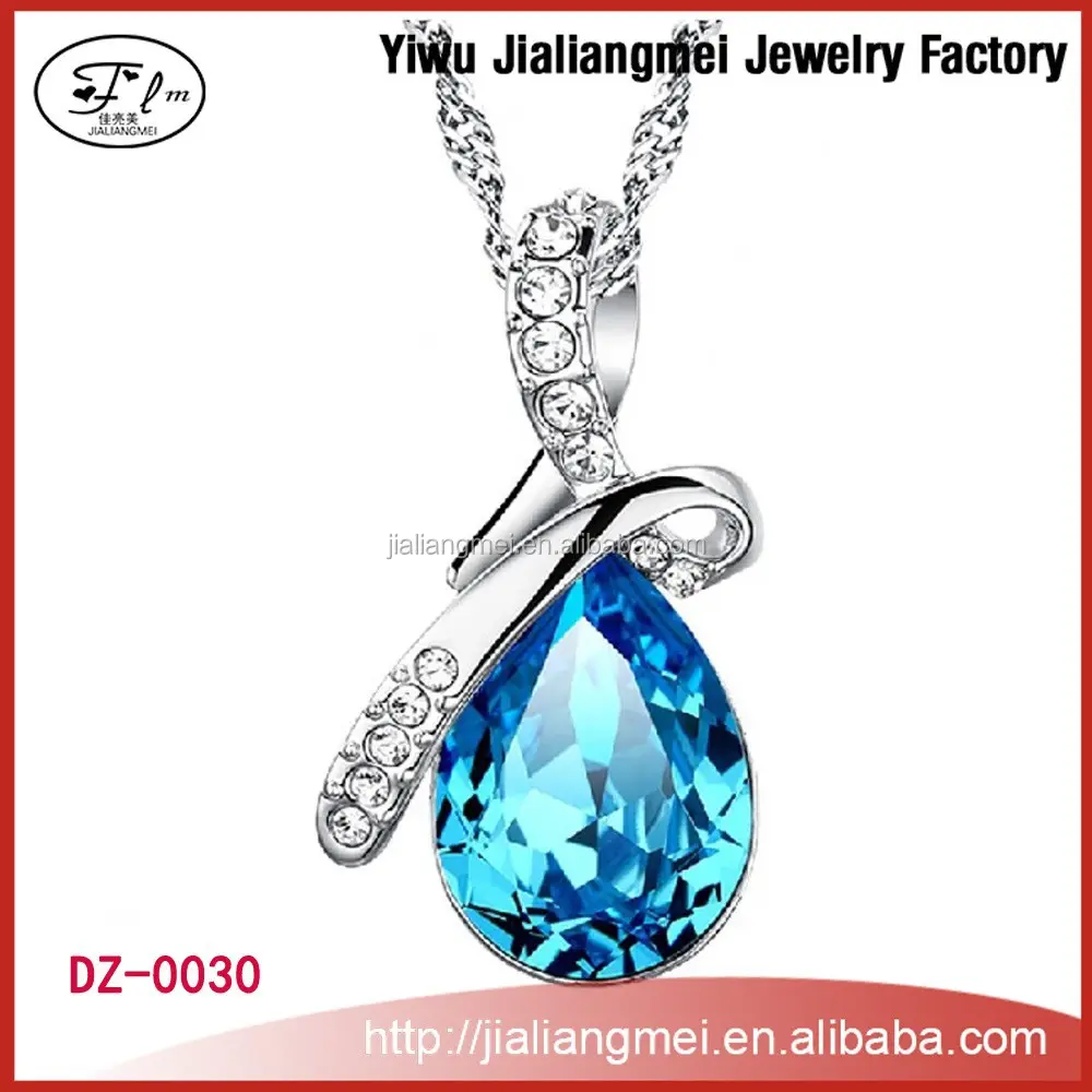 2015 Китай, оптовая продажа, синее ожерелье, цепь, высокое качество, кристалл, серебряные ювелирные изделия, ожерелье изготовлено в Иу