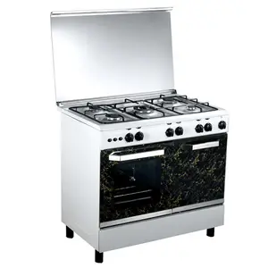 家庭厨房电炉双烤箱与燃气灶具 4 燃气燃烧器和 2 电电炉燃气烤箱