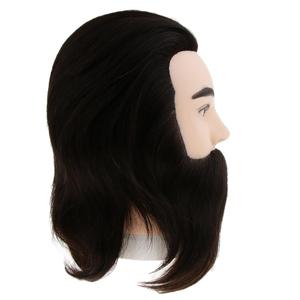 Tête de mannequin pour hommes en cheveux humains 100% réels de couleur noire de 12 pouces, pour salon de coiffure, formation de barbier, coiffure de barbe, mannequin de cosmétologie - Product Image 6
