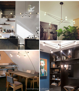 American Retro Industrial <span class=keywords><strong>Style</strong></span> Line Chandelier pour magasins Vêtements Magasin Luminaires Noir Or - Product Image 3