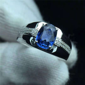 Di Vendita caldo Fornitore Dorato Grande 18 k Oro Blu Zaffiro Anello Per Gli Uomini - Product Image 3