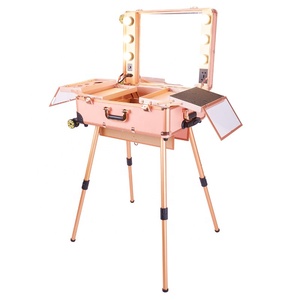 Melason grosir menyala cermin rias wajah artis kasus penyimpanan roda Universal dengan pengatur profesional braket - Product Image 3