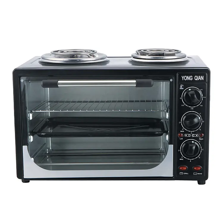 Oven Mini Listrik dengan Oven Hot Plate, Piring Panas Tanam dengan Oven 2 Piring Kompor Listrik dengan Oven untuk Meja