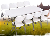 Hot Sell 180cm Table et chaise d'étude pliantes en plastique pour l'extérieur