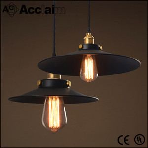 Negro de La Vendimia de Iluminación Retro tapa <span class=keywords><strong>oficial</strong></span> en forma de sombra wok de hierro de una sola cabeza colgante - Product Image 1