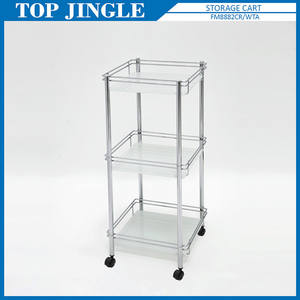 3 Tier Metal Tube Bathroom Rectangular Glass Shelf - Product Image 2
