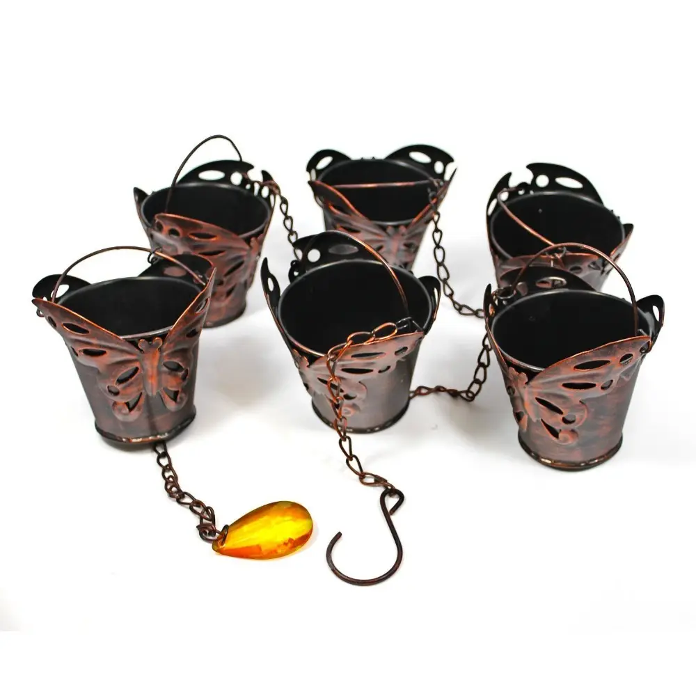 Металлическая цепочка от дождя с чашкой-бабочкой, украшение для сада или дома