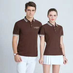 ポロシャツブラウン男性 Suppliers-卸売カスタムロゴ綿100% ブランクプレーン半袖メンズポロTシャツブラウンカラーTシャツ