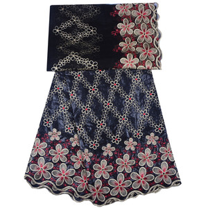 2018 vente chaude <span class=keywords><strong>rouge</strong></span> brocart <span class=keywords><strong>Bazin</strong></span> Riche africain dentelle tissus 5 Yards <span class=keywords><strong>Bazin</strong></span> + 2 Yards français dentelle pour robes 1284 - Product Image 2