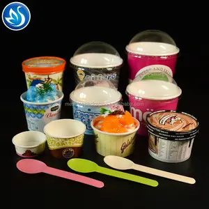 Recipientes de embalagem de sorvete, caixa de sorvete tigela, personalizado com tampa colher de creme de gelo do copo de papel