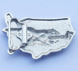 Hebilla de Cinturón <span class=keywords><strong>con</strong></span> Placa de Nombre Occidental, Diseño de <span class=keywords><strong>Mapa</strong></span> Estadounidense en Relieve 3D Personalizado, Estrella y Águila Esmaltadas, Tamaño Interior de 40 mm - Product Image 3