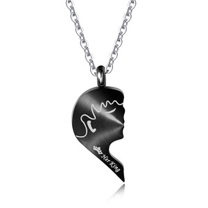 Lucu Ganda Jantung Liontin Pesona Anak Laki-laki dan Perempuan Sahabat Terbaik Selamanya Pasangan Kalung - Product Image 5