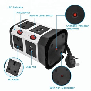 Hot Selling 11-way 4 USB Type-C Ports Electric Outlet <strong>Socket</strong> <strong>Extension</strong> with 11 Outlets 110V-250V 10A 2500W 2m/3m Cable - Product Image 5