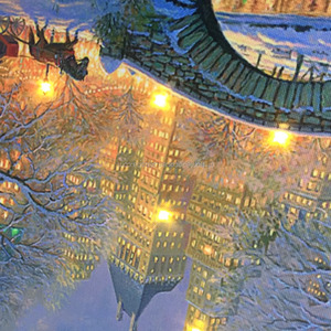 Pintura de parede iluminada no natal, no inverno, jardim, ponte, cidade, quadro com luzes led, arte para férias - Product Image 3
