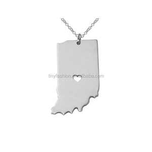 N005 Nouvelle À La Mode En Gros En Acier Inoxydable Argent et Or Rose et Or <span class=keywords><strong>USA</strong></span> <span class=keywords><strong>Indiana</strong></span> State <span class=keywords><strong>Carte</strong></span> Personnalisé Collier - Product Image 2