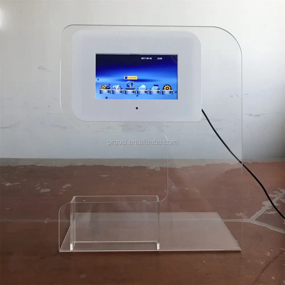 desktop acrylic display stand photo display with lcd video screen