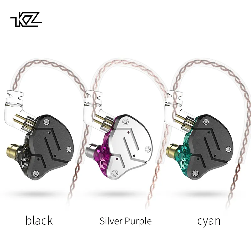 KZ ZSN Metal Earphones Hybrid技術1BA + 1DD HIFI Bass Earbuds In Ear Monitor Headset Sport Noise Cancellingイヤホン