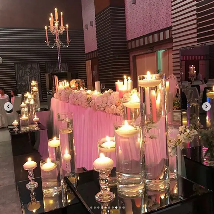 Pohon Meja Pernikahan Hiasan Tengah Meja Kristal Antik 9 Lengan Candelabra Grosir