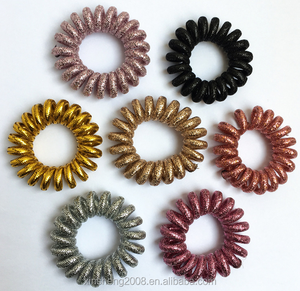 Paillettes De haute Qualité En <span class=keywords><strong>Spirale</strong></span> En <span class=keywords><strong>Plastique</strong></span> Bandes De <span class=keywords><strong>Cheveux</strong></span> Bébé Filles Queue De Cheval Élastique Bobbles Bande - Product Image 6