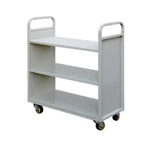 Durable 3 layers used library metal book cart steel trolley