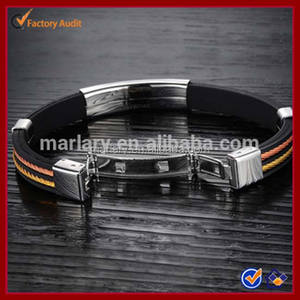 Hommes Bijoux <span class=keywords><strong>en</strong></span> acier inoxydable Bodino <span class=keywords><strong>Cable</strong></span> Wire Silicone Wristband <span class=keywords><strong>Bracelet</strong></span> <span class=keywords><strong>en</strong></span> caoutchouc - Product Image 2