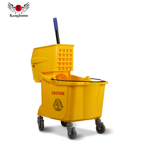 Plastic 36L Yellow Industrial Squeeze <strong>Mop</strong> <strong>Bucket</strong> with Side Press Wringer - Product Image 6