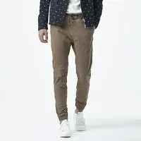 Sabin chinês calças elásticas masculinas, calças casuais de inverno com elástico, sarja, algodão, para trabalho em branco, calças para corrida