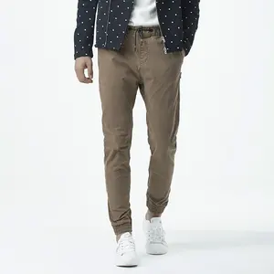 SABIN chino casual streetwear 卡其色弹性下摆长裤斜纹棉空白工作 pantalones 定制男士时尚慢跑裤