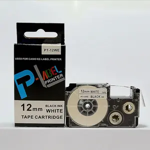 PUTY 100% Compatible label XR-12WE PT-12WE Label Tapes 12mm Black on White For EZ-Label Printers