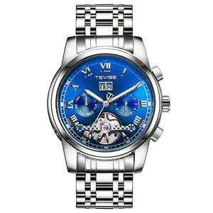 Tevise 9005 인기 시계 일본 운동 스테인레스 스틸 밴드 자동 손목 시계 도매 남성 기계식 시계
