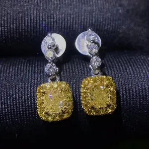 Bông Tai Vàng 18K Trang Sức Hoa Tai Kim Cương Thật Sang Trọng Đồ Trang Sức Mỹ 0.52ct Bông Tai Thả Kim Cương Màu Vàng Tự Nhiên