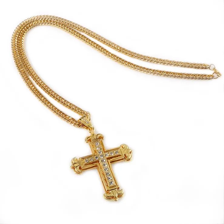 Gold Cross Jesus Christ Pendant Necklace