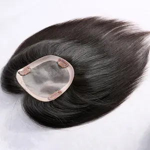 12a Grade cuticle aligned virgin brazilian human hair 5 X5 monofilament women human hair topper for short hair