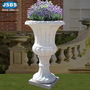Jardin sculpté Inde Marbre Vase Avec Tête Homme Sculpture