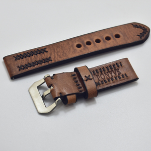 <span class=keywords><strong>Cinturino</strong></span>/<span class=keywords><strong>cinturino</strong></span> in <span class=keywords><strong>pelle</strong></span> Vintage intrecciato marrone Twist <span class=keywords><strong>22</strong></span> 24mm con chiusura - Product Image 4