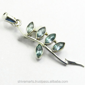 Pendentif en argent sterling 925 avec topaze bleue fait à la main, bijoux fins en argent, pendentifs et breloques pour femmes, cadeau de mode - Product Image 2